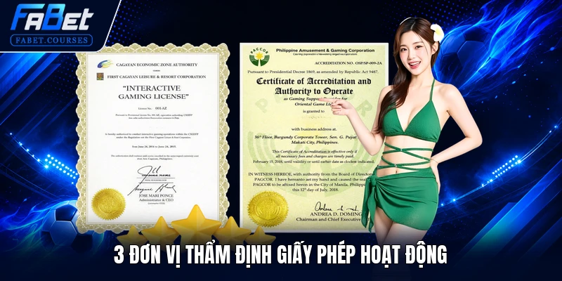 3 đơn vị thẩm định giấy phép hoạt động