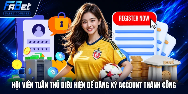 Hội viên tuân thủ điều kiện để đăng ký account thành công